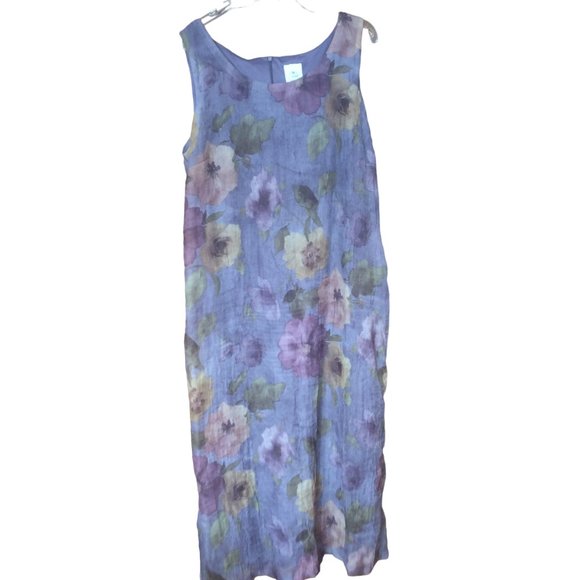 Vintage Miss Dorby Two Piece Purple Floral Sleeveless Maxi Dress/Top Set Size 18 - Picture 2 of 9